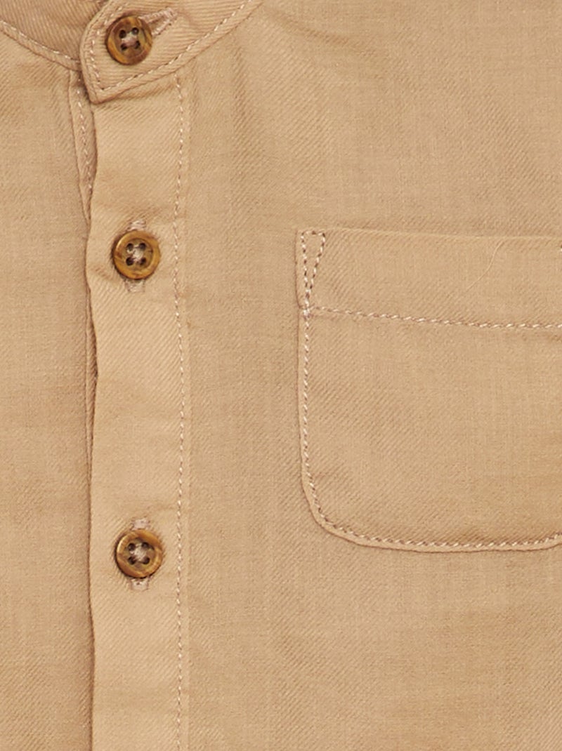 Chemise matière légère col mao Beige - Kiabi