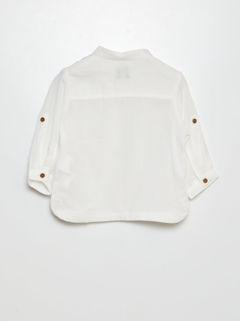 Chemise matière légère col mao blanc - Kiabi