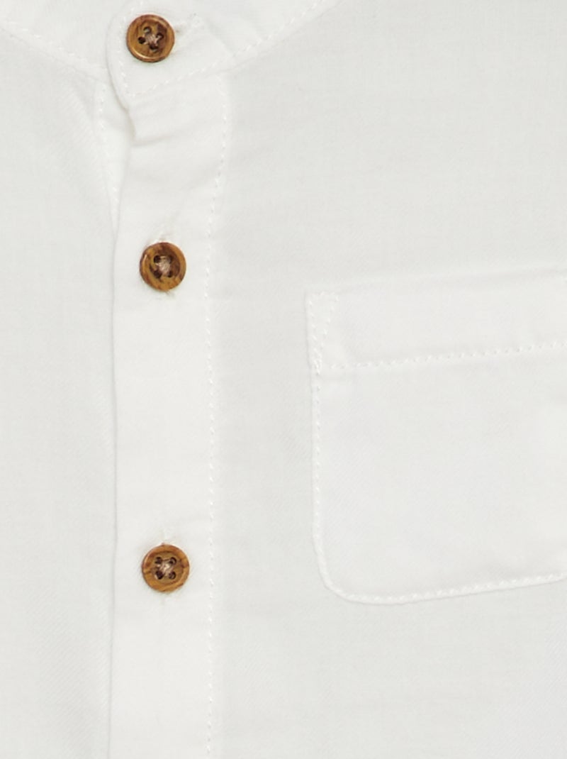 Chemise matière légère col mao blanc - Kiabi