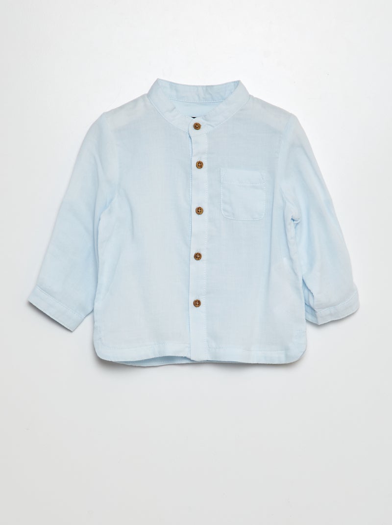 Chemise matière légère col mao Bleu - Kiabi