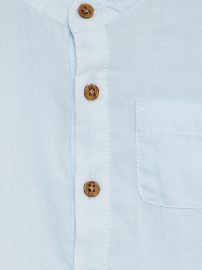 Chemise matière légère col mao Bleu - Kiabi