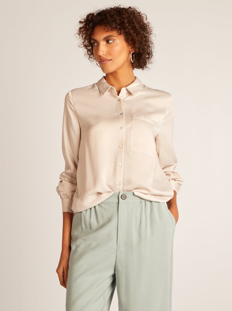 Chemise matière satinée Gris - Kiabi