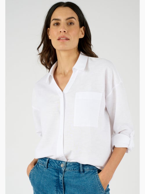Chemise mélange lin et coton - Damart - Kiabi
