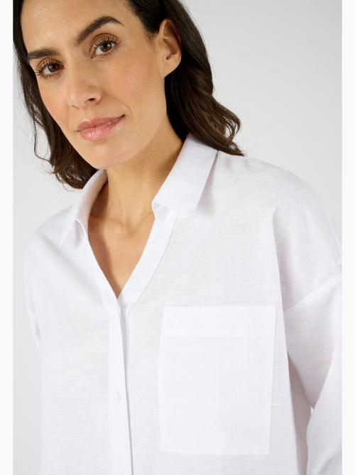 Chemise mélange lin et coton - Damart - Kiabi