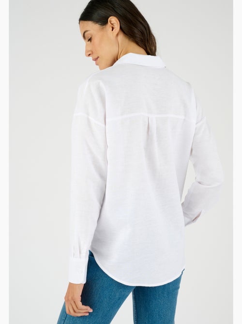 Chemise mélange lin et coton - Damart - Kiabi