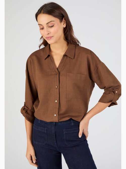 Chemise mélange lin et coton - Damart - Kiabi