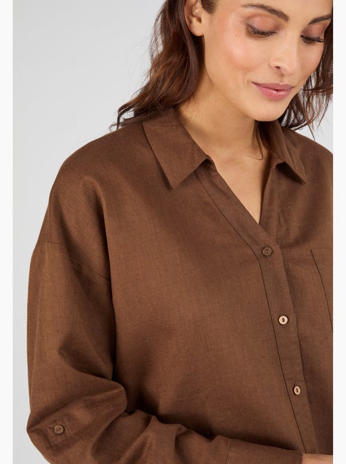 Chemise mélange lin et coton - Damart - Kiabi