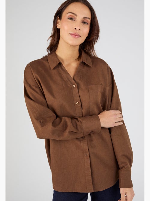 Chemise mélange lin et coton - Damart - Kiabi