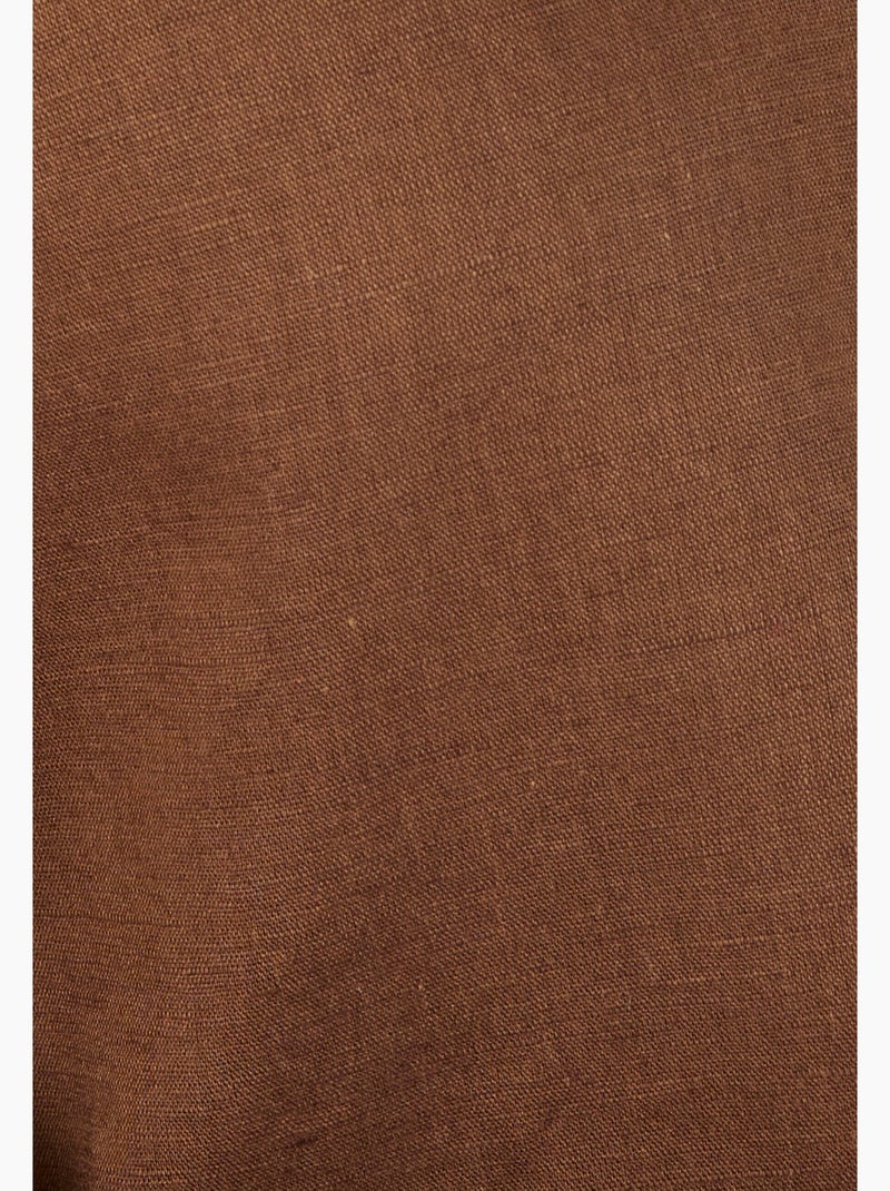 Chemise mélange lin et coton - Damart Marron - Kiabi