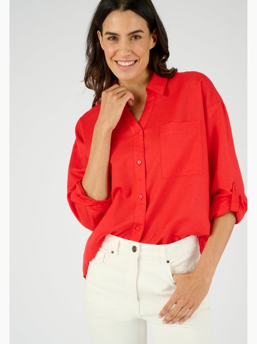 Chemise mélange lin et coton - Damart - Kiabi