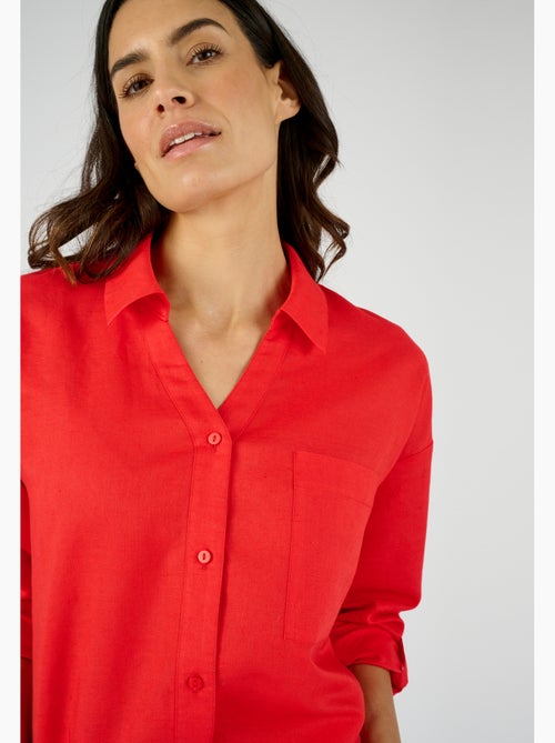 Chemise mélange lin et coton - Damart - Kiabi