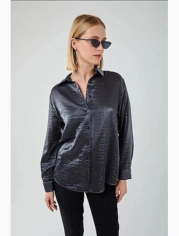 Chemise métallisée boutonnée à manches longues mixray