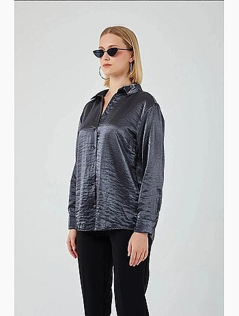 Chemise métallisée boutonnée à manches longues mixray