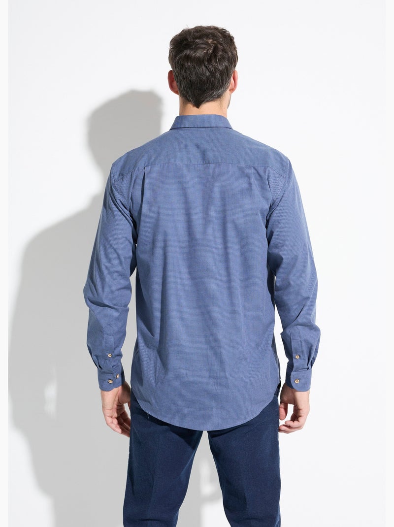 Chemise micro carreaux manches longues - Afibel Bleu - Kiabi