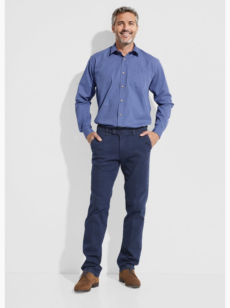 Chemise micro carreaux manches longues - Afibel Bleu - Kiabi