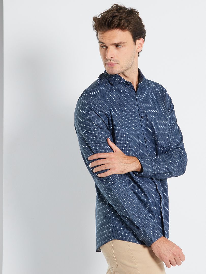 Chemise Micro Motif M Bleu Marine Kiabi