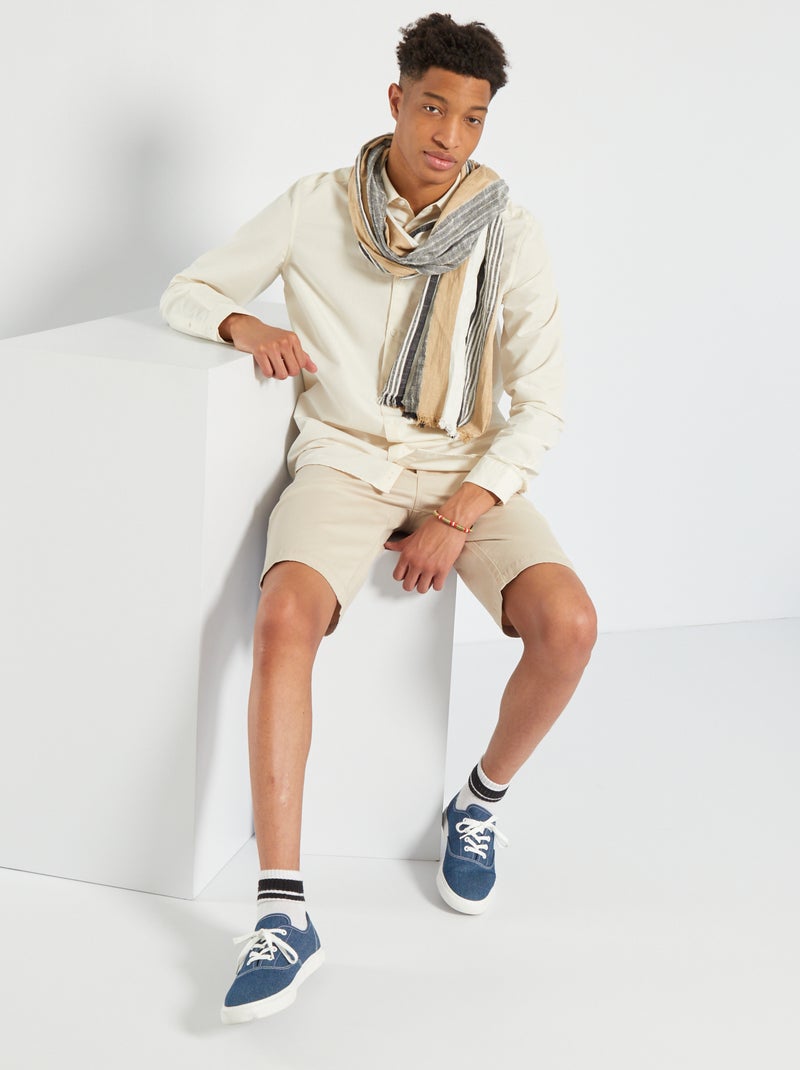 Chemise micro rayures +1m90 Écru - Kiabi