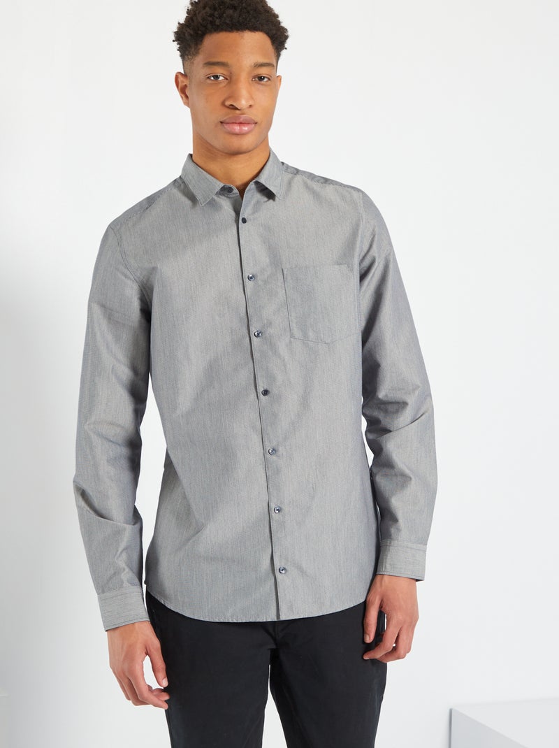 Chemise micro rayures +1m90 Gris - Kiabi