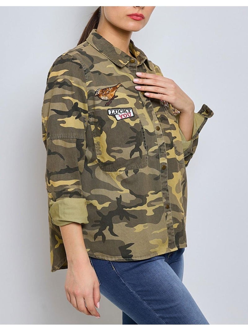 Chemise militaire Kebello Kaki Femme Kiabi