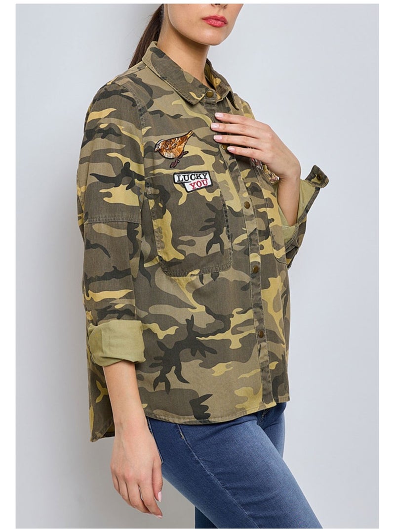 Chemise militaire Kebello Kaki - Kiabi