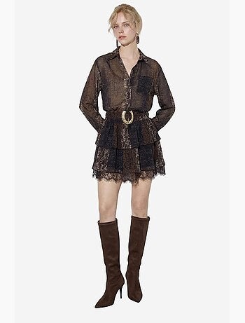 Chemise mini en mousseline à ceinture et imprimé floral lucci