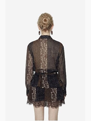 Chemise mini en mousseline à ceinture et imprimé floral lucci