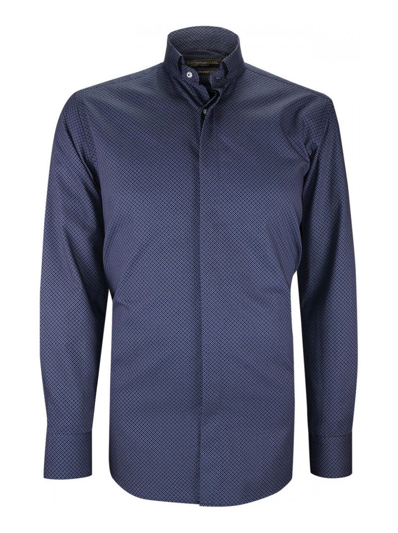 Chemise mode col cousu mao à motifs MILO Bleu marine - Kiabi