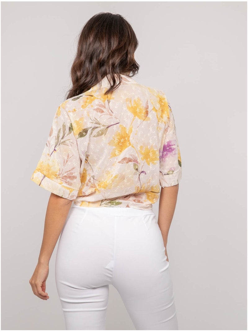 Chemise motif avec broderie OWANIE Jaune - Kiabi