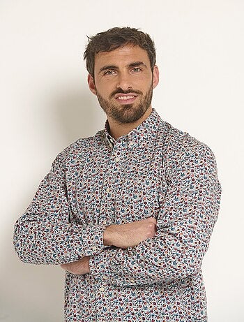 Chemise motif fleuri fantaisie