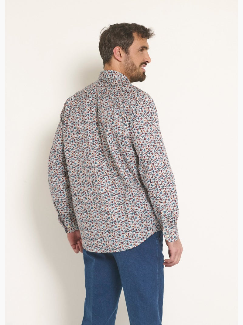 Chemise motif fleuri fantaisie Bleu Orange - Kiabi