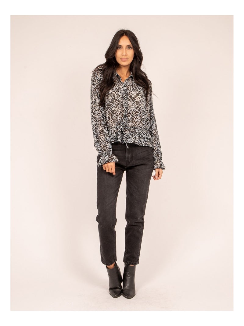 Chemise motifs finess Bleu - Kiabi