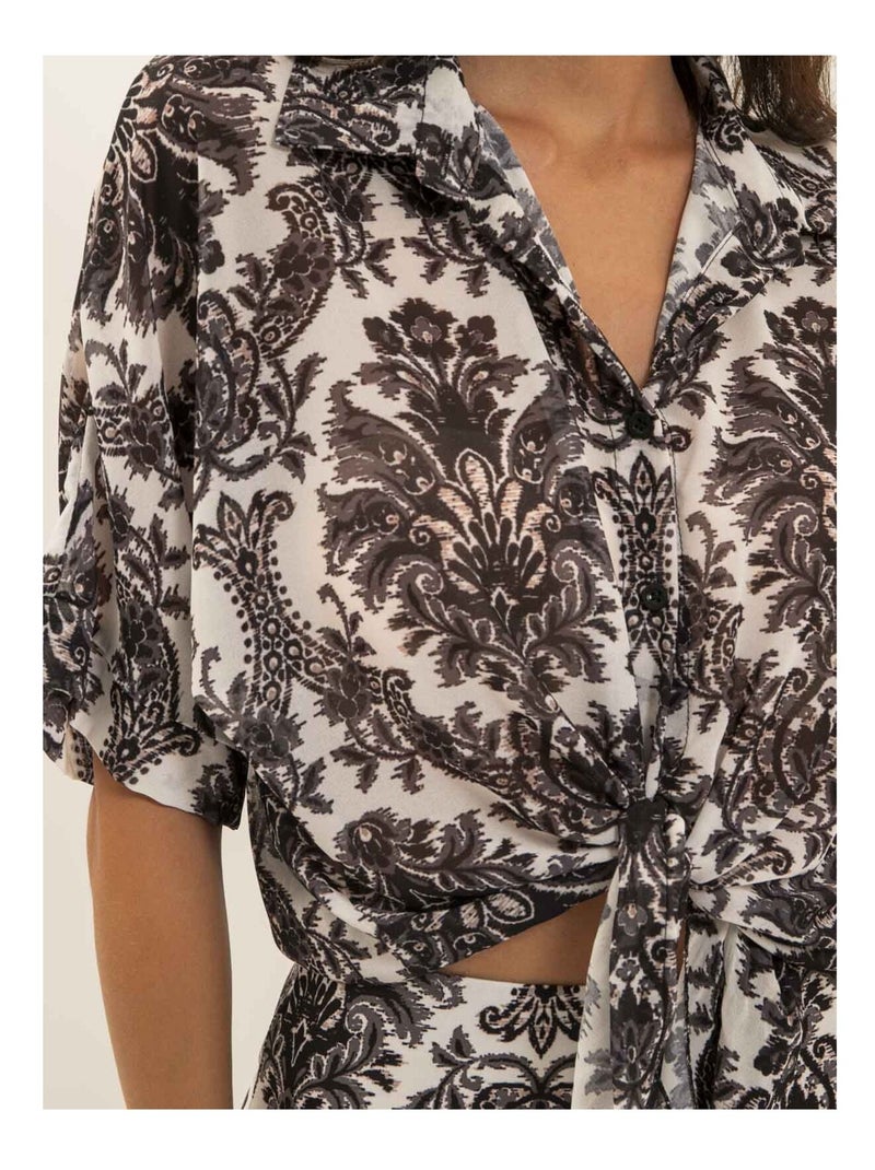 Chemise motifs nouée OXALIE Noir - Kiabi