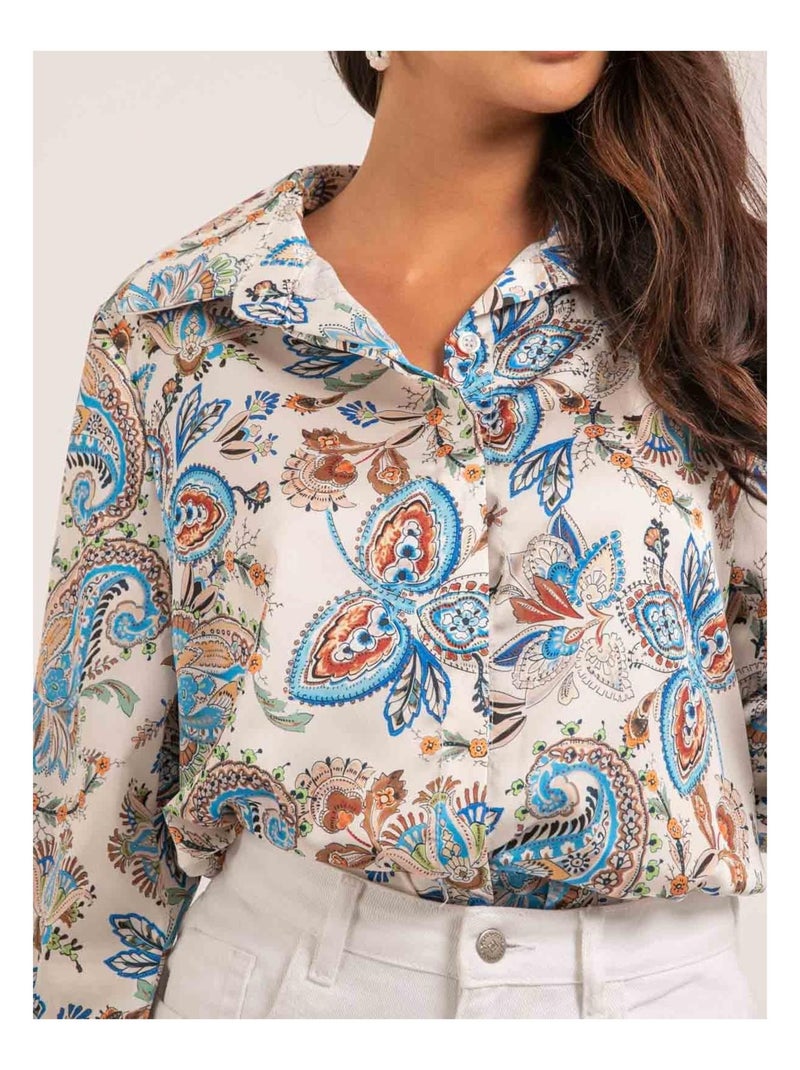 Chemise motifs OLIANE Bleu - Kiabi