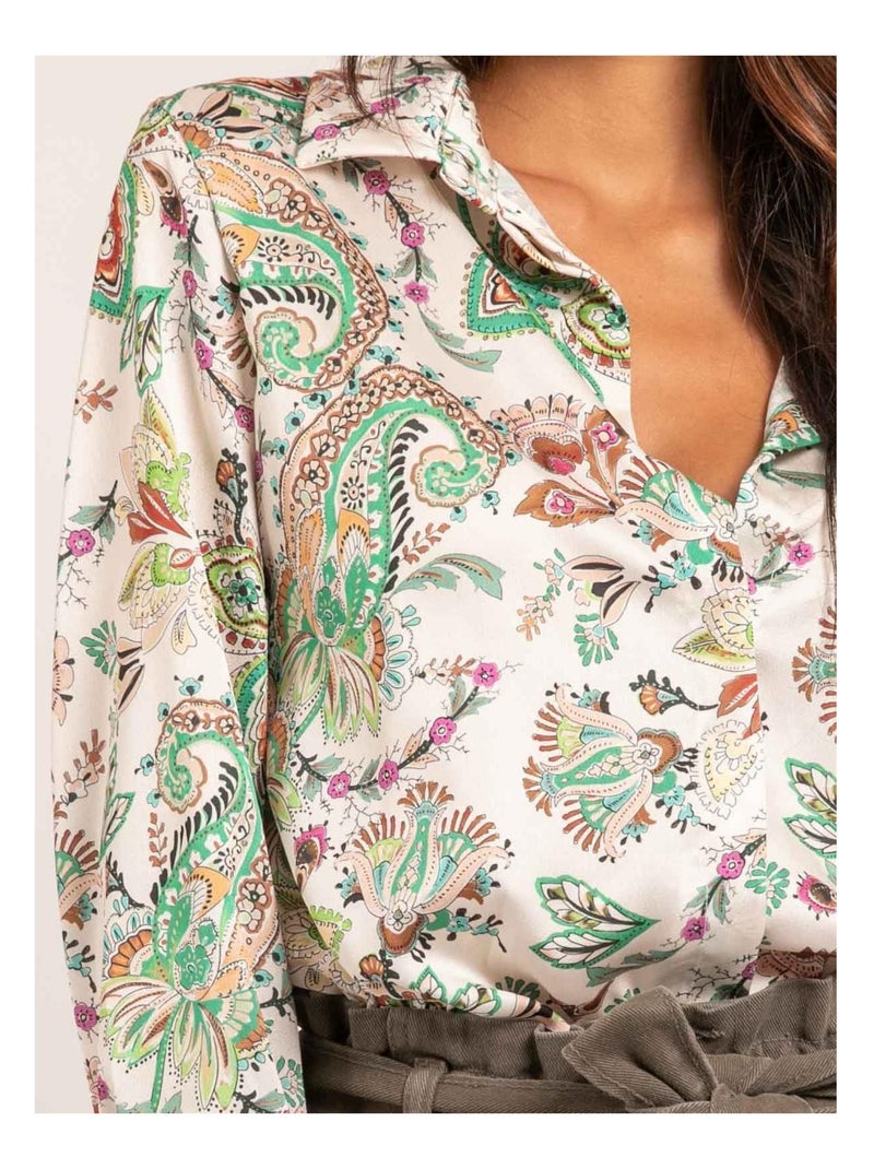 Chemise motifs OLIANE Vert - Kiabi