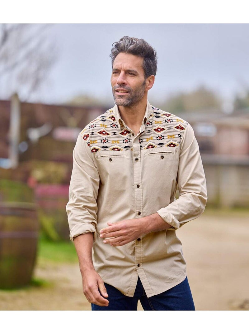 Chemise Navajo Land   - ATLAS FOR MEN Beige - Kiabi
