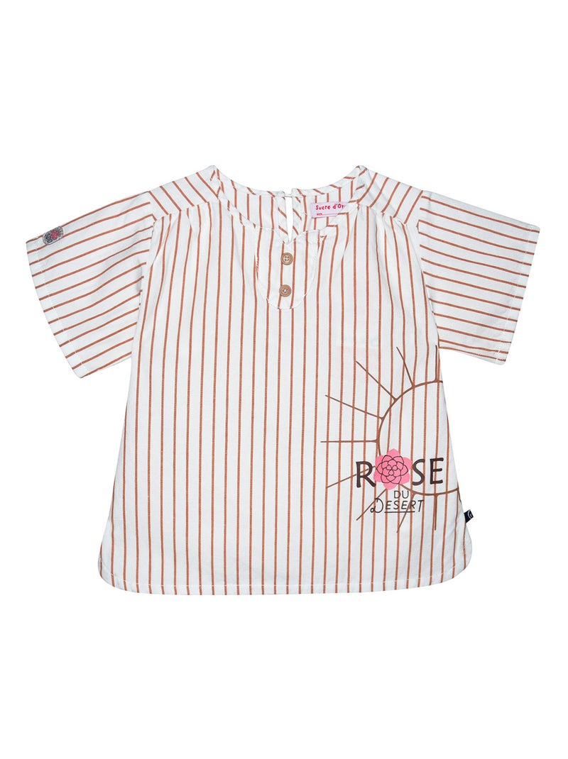 CHEMISE NICOLETTE TISSE TEINT MANCHES COURTES Marron - Kiabi