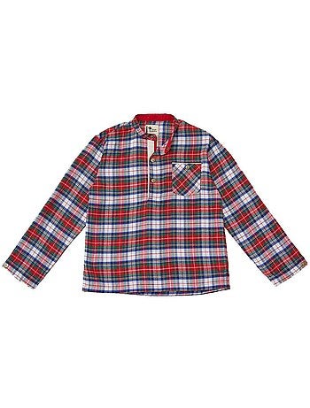 Chemise rayée à manches longues avec broderies - Marron - Femme - 18.00