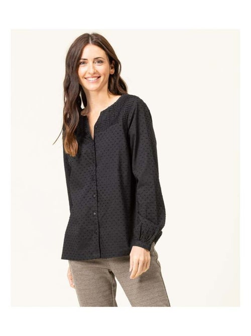 Chemise noire plumetis Femme - Kiabi