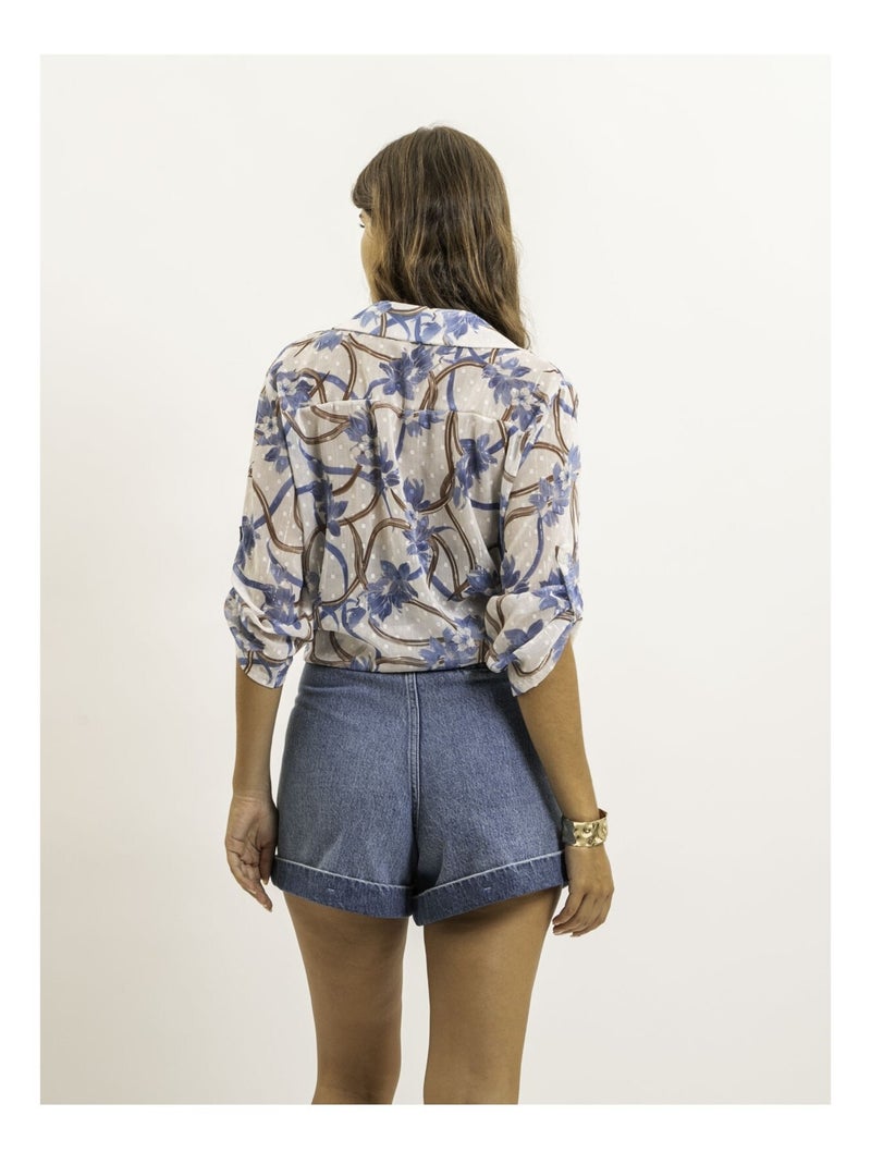 Chemise nouée motifs OBERDA Bleu - Kiabi