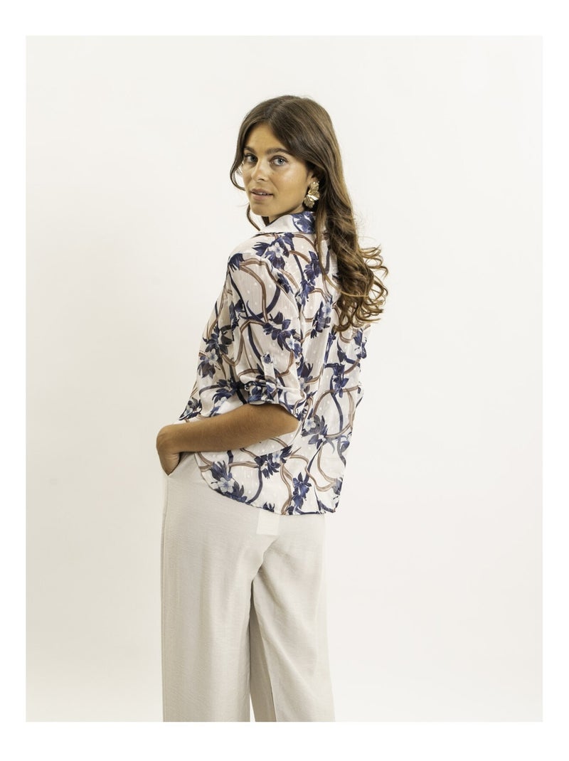 Chemise nouée motifs OBERDA Bleu marine - Kiabi