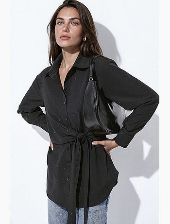 Chemise ornée de strass avec détail noué hiccup
