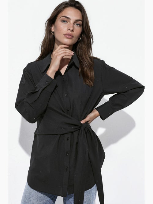 Chemise ornée de strass avec détail noué hiccup - Kiabi Chemise ornée de strass avec détail noué hiccup - Kiabi