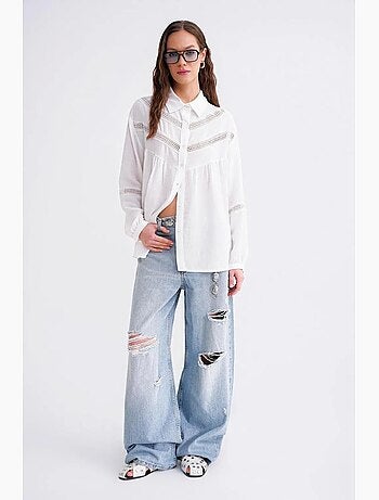 Chemise oversize à boutons avec broderie mixray