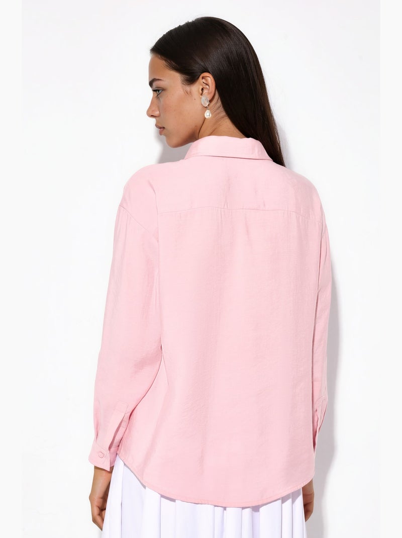 Chemise oversize à boutons et col chemise hiccup Rose dragée - Kiabi