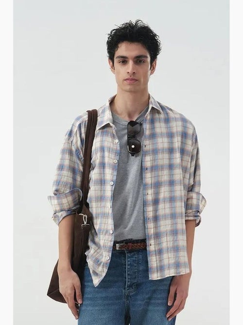 Chemise oversize à carreaux boutonnée giesto - Kiabi Chemise oversize à carreaux boutonnée giesto - Kiabi