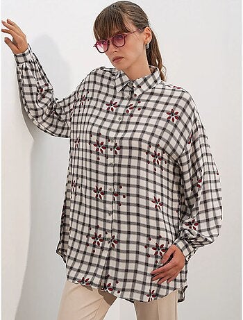 Chemise oversize à carreaux en crêpe bdart