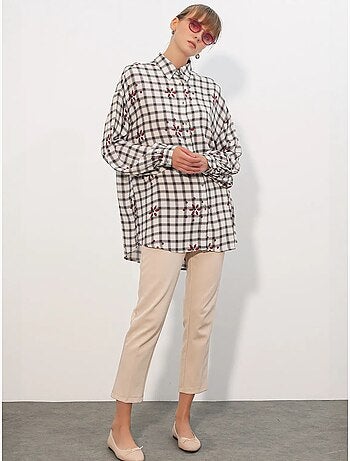 Chemise oversize à carreaux en crêpe bdart