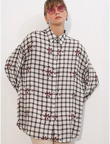 Chemise oversize à carreaux en crêpe bdart