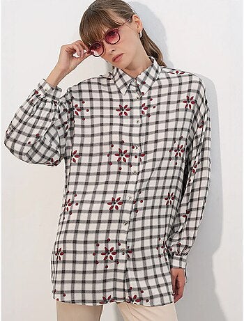 Chemise oversize à carreaux en crêpe bdart