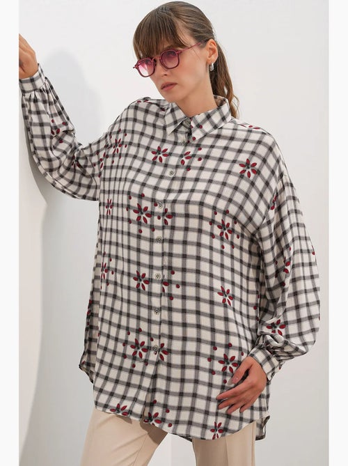 Chemise oversize à carreaux en crêpe bdart - Kiabi Chemise oversize à carreaux en crêpe bdart - Kiabi